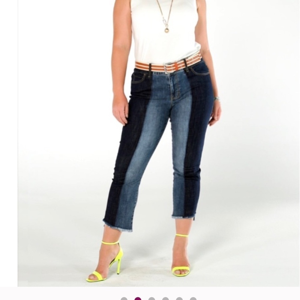 cabi Hi Low Crop Size 10  Contrasting a denim color block